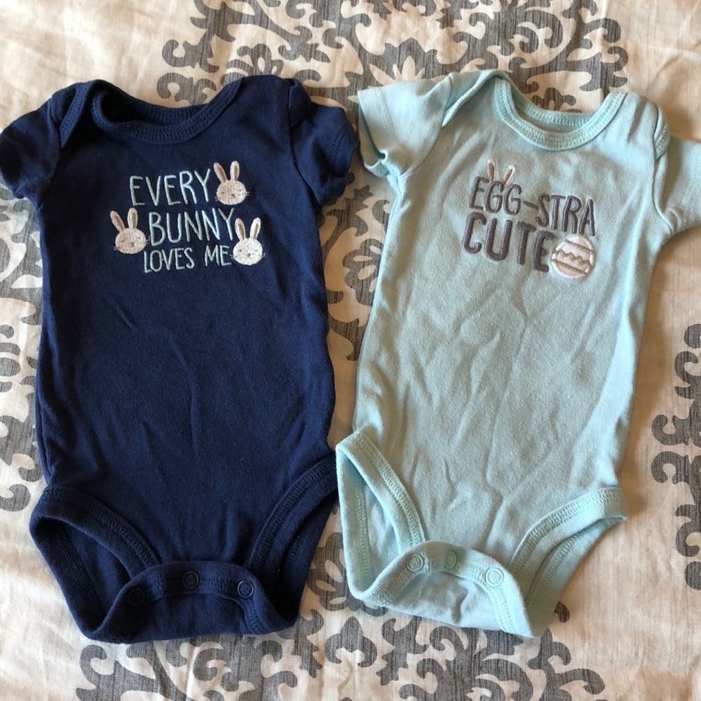 Newborn size Easter onesies. Carter’s brand.